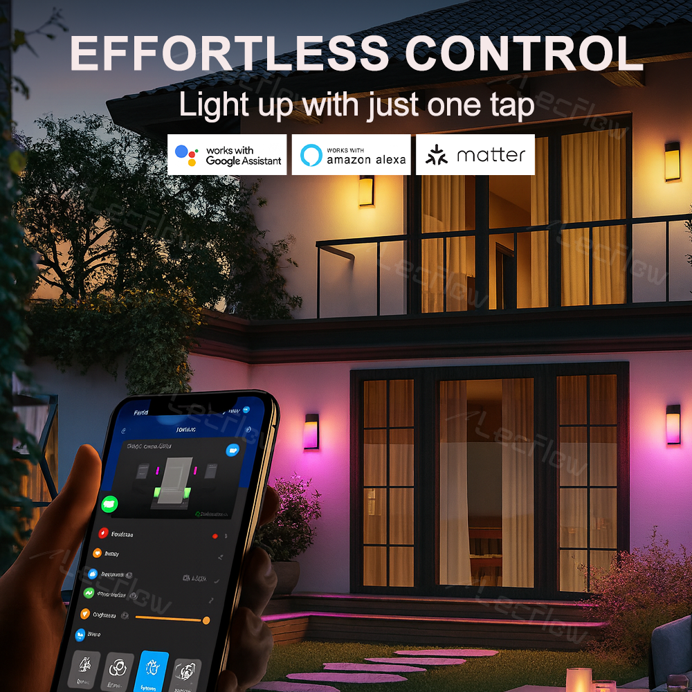 Smart RGBIC Wall Lights Outdoor DIY Lighting for Yard & Garden Decor 2 Pack