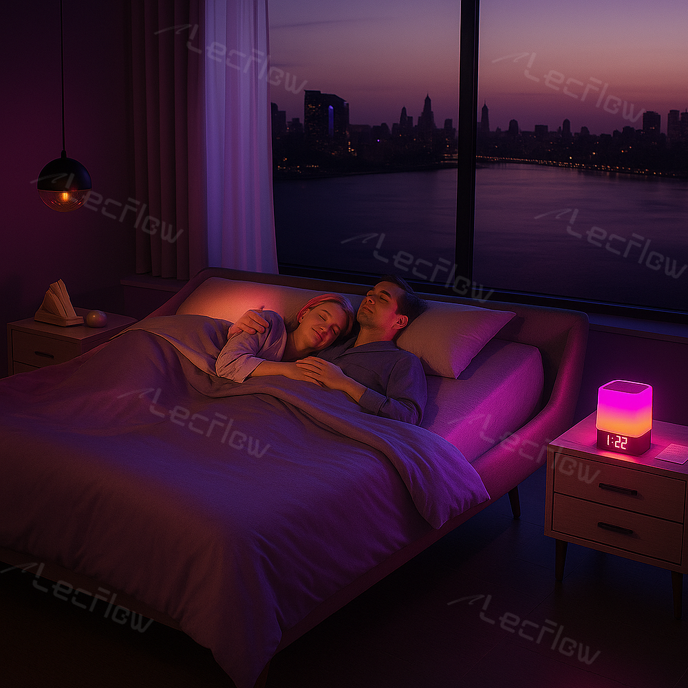 Multi-Color Night Lamp LED Alarm Clock Bedside Lights MP3 Player with Bluetooth Speaker for Bedroom/Kids’ Room