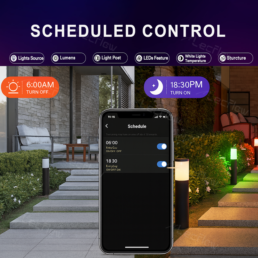 Smart Pathway Lights RGBICW LED Landscape Light for Outdoor Yard/Garden/Walkway