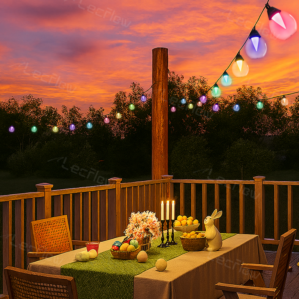 Outdoor Clear Bulb String Lights RGBICW Color Changing LED Patio Lights for Backyard/Balcony