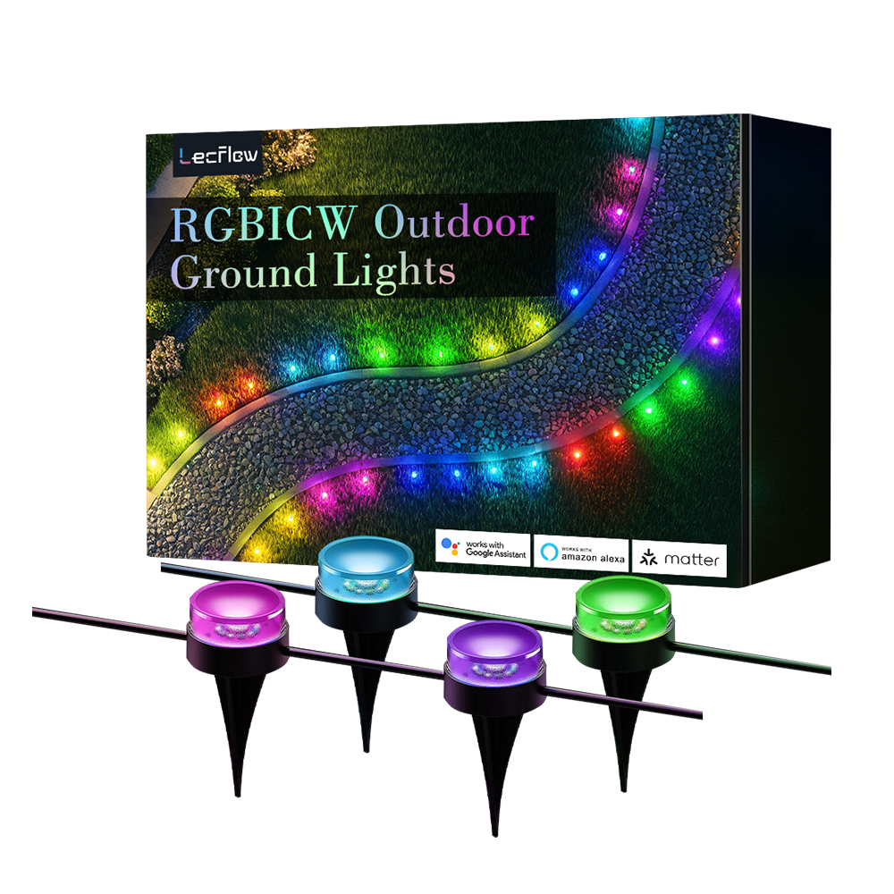 RGBICW Outdoor Pathway Lights Waterproof 100LM Ground Landscape Lighting for Garden/Lawn/Yard