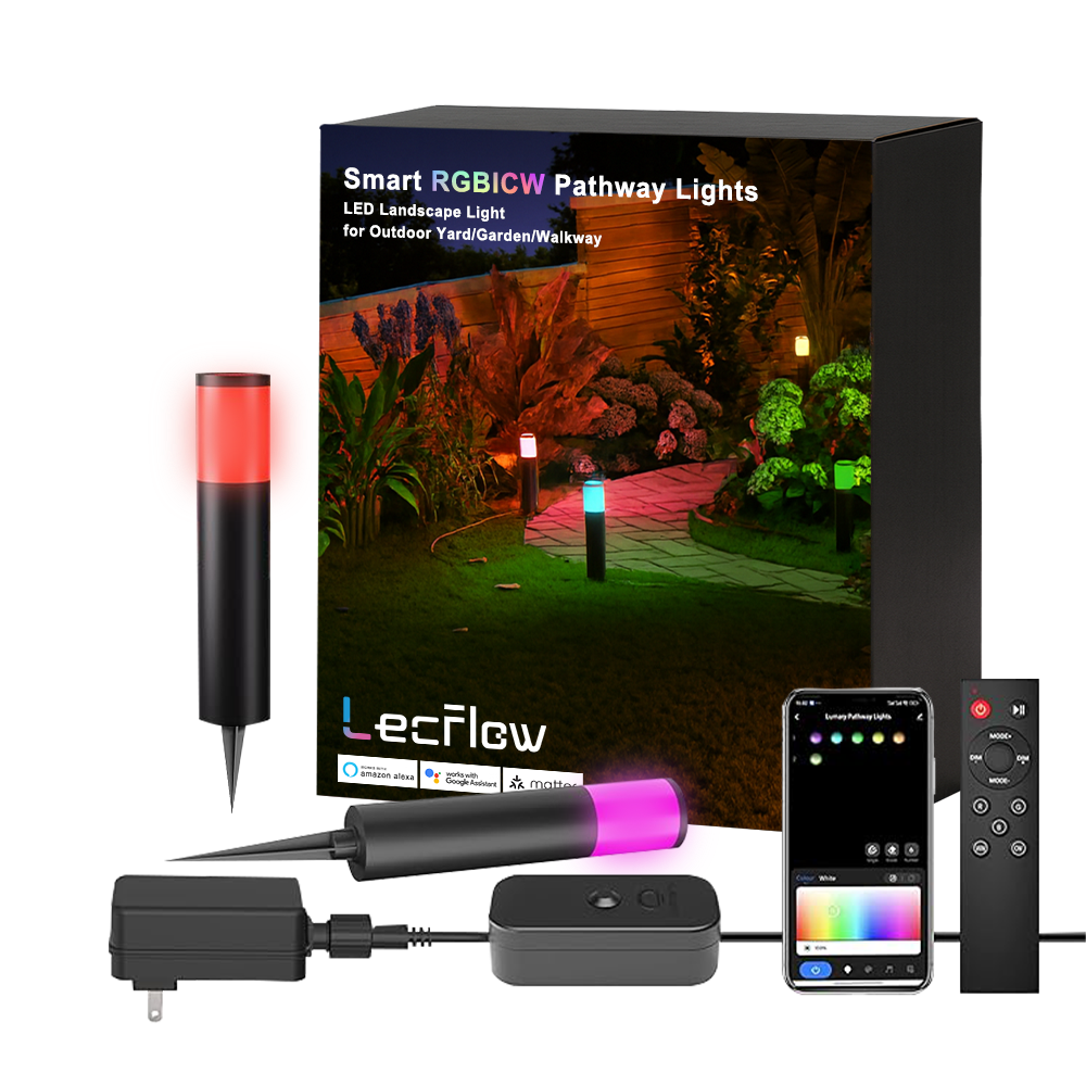 Smart Pathway Lights RGBICW LED Landscape Light for Outdoor Yard/Garden/Walkway