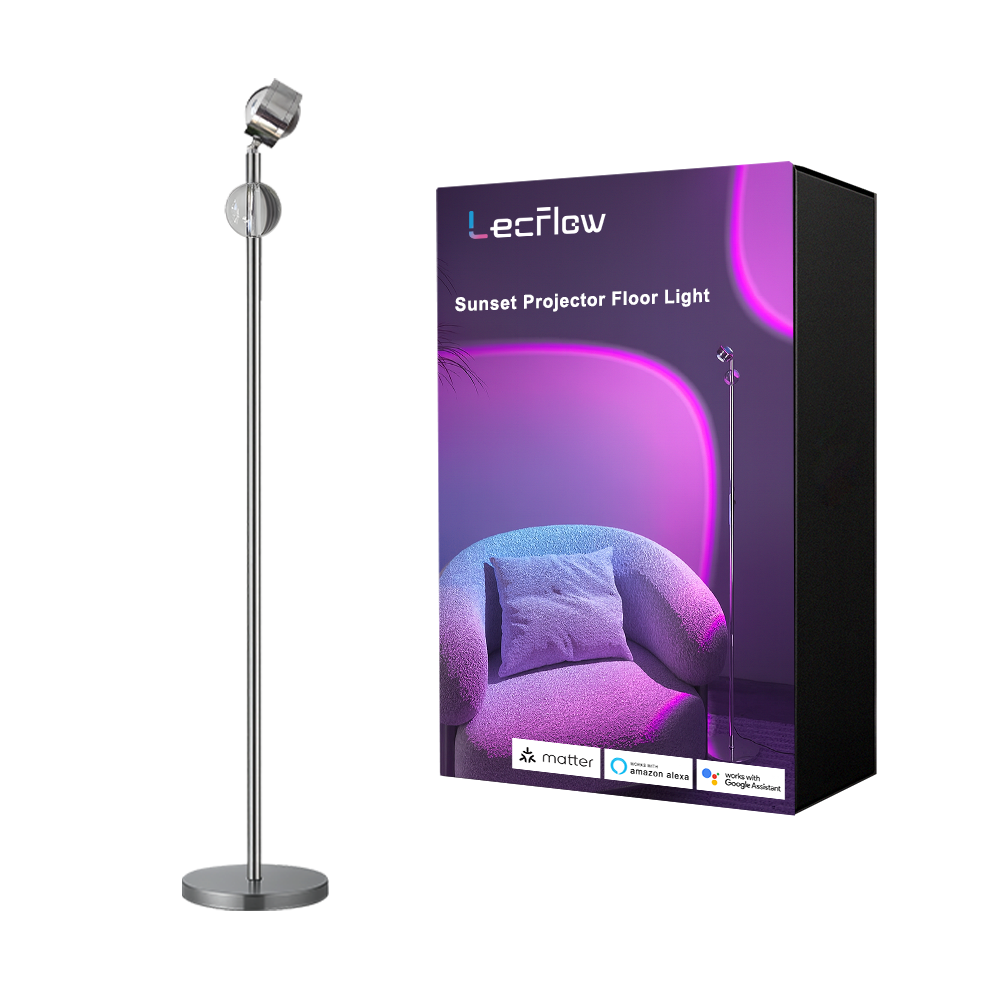 Adjustable Sunset Projector Light Double-sided LED Floor Lamp for Living Room/Bedroom Decor