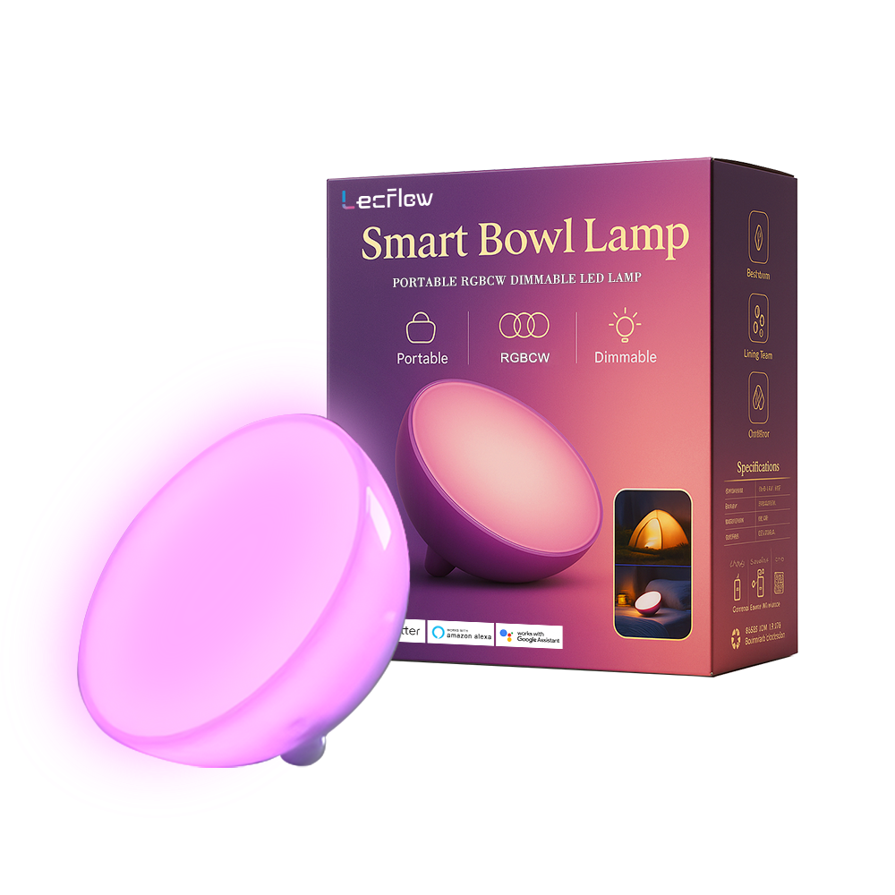 Portable RGBCW Dimmable Table Lamp LED Color-Changing Bowl Night Light Bedside Lamp for Bedroom/Kids’ Room