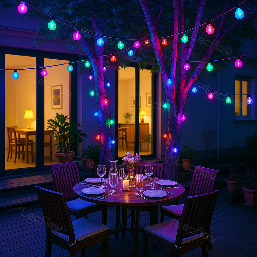 RGBIC Outdoor Bulb String Lights Smart Patio String Lights Weatherproof Garden Lights