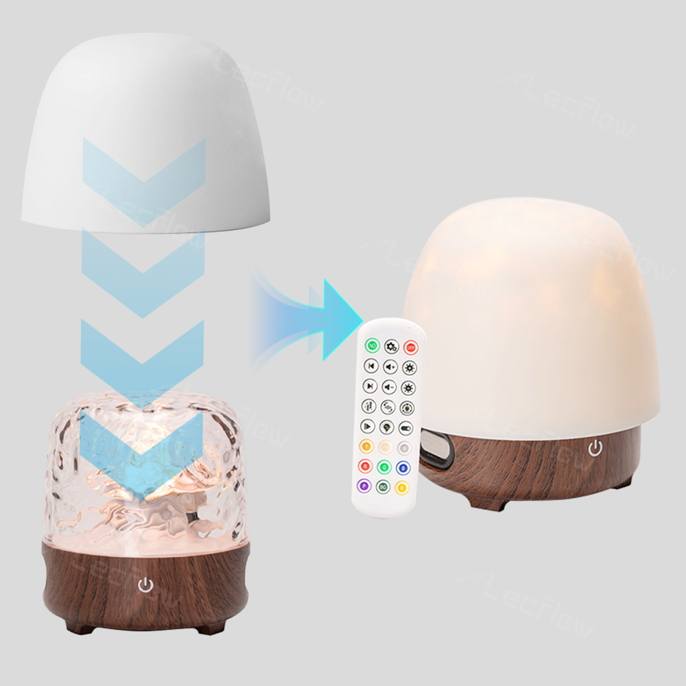 Smart Table Lamp 2-in-1 Ripple Projection Light+Night Light Bluetooth White Noise Machine with Speaker for Bedroom/Kids’ Room
