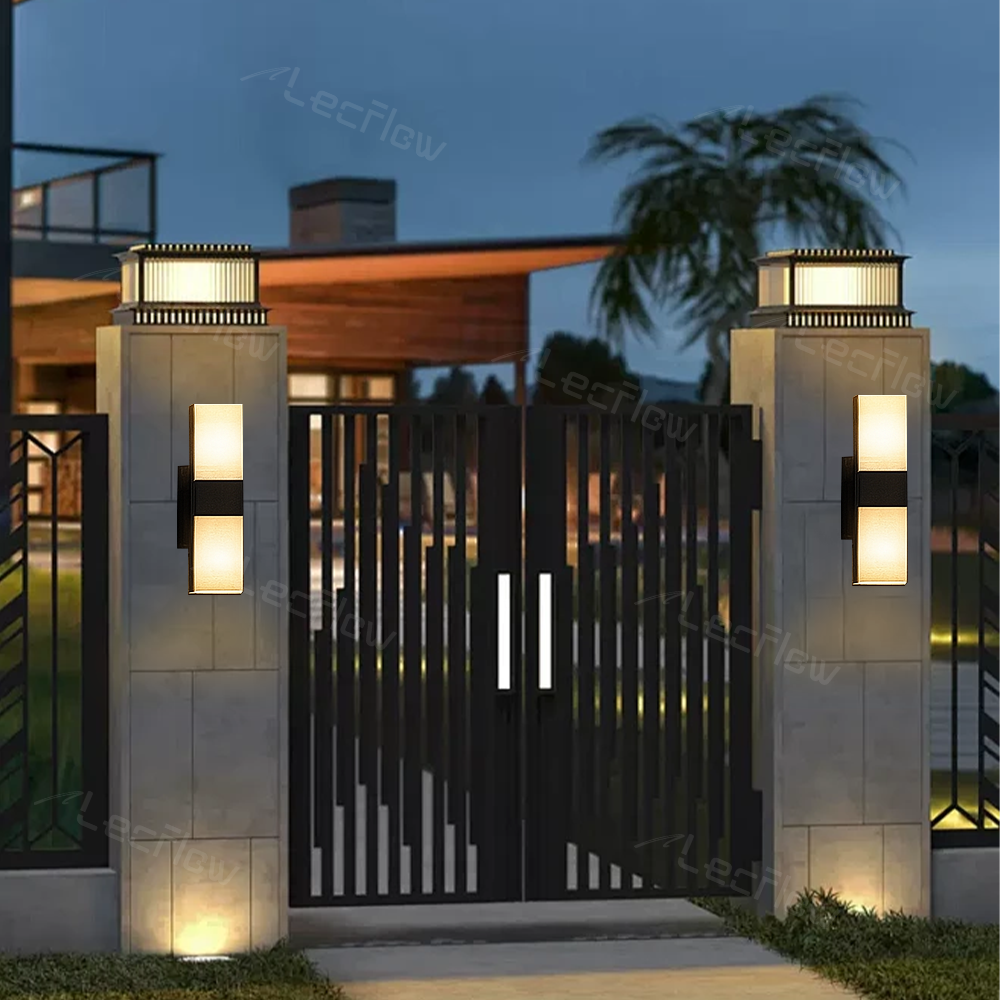 Outdoor RGBW DIY Color Wall Lights 1500LM Dual-Head Adjustable Light Fixture for Porch Garage Doorway