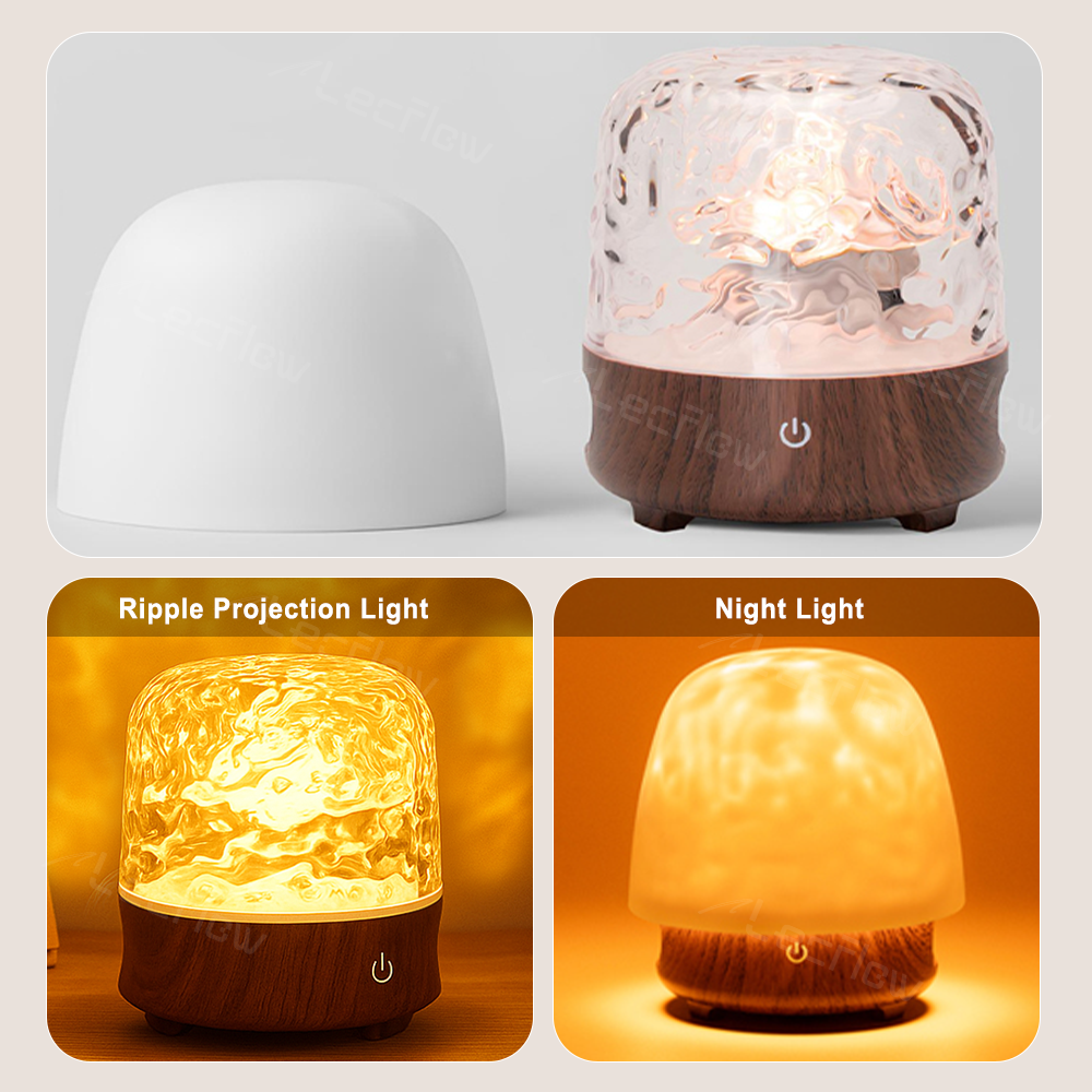 Smart Table Lamp 2-in-1 Ripple Projection Light+Night Light Bluetooth White Noise Machine with Speaker for Bedroom/Kids’ Room