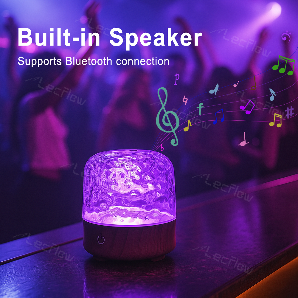 Smart Table Lamp 2-in-1 Ripple Projection Light+Night Light Bluetooth White Noise Machine with Speaker for Bedroom/Kids’ Room