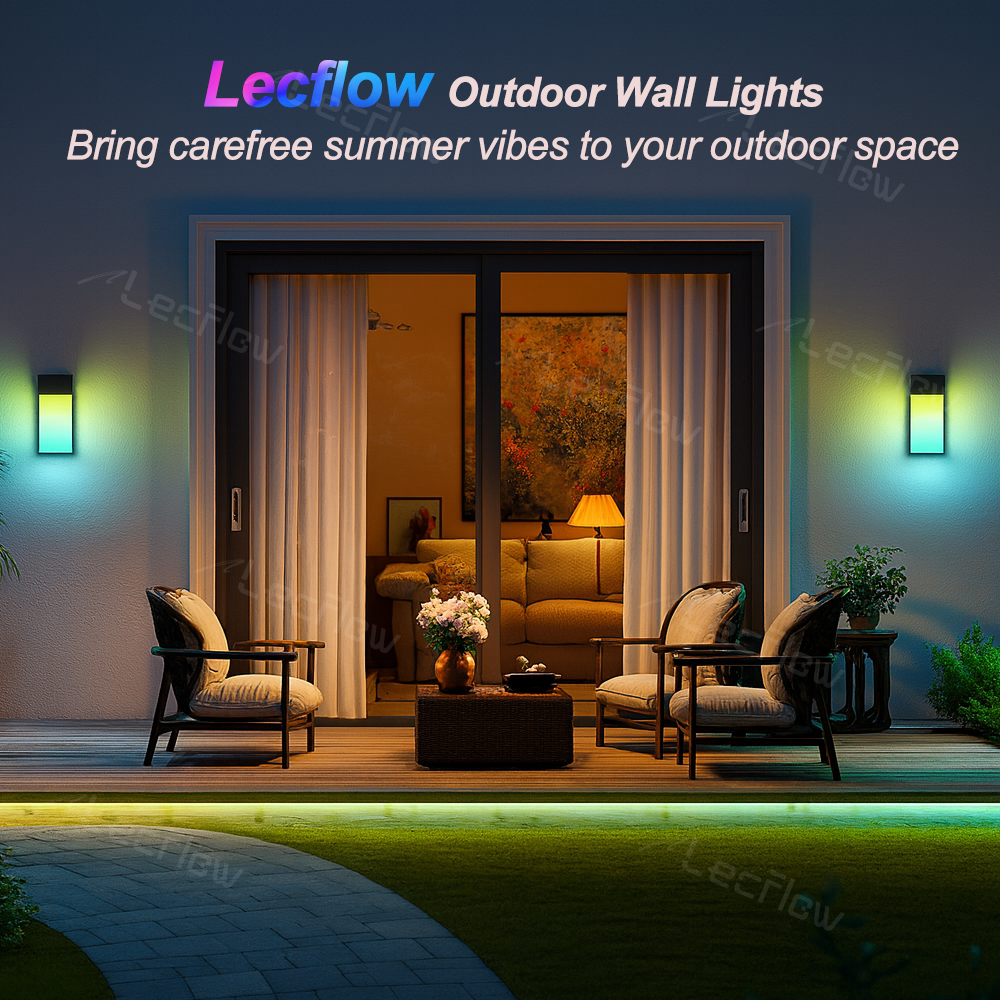 Smart RGBIC Wall Lights Outdoor DIY Lighting for Yard & Garden Decor 2 Pack