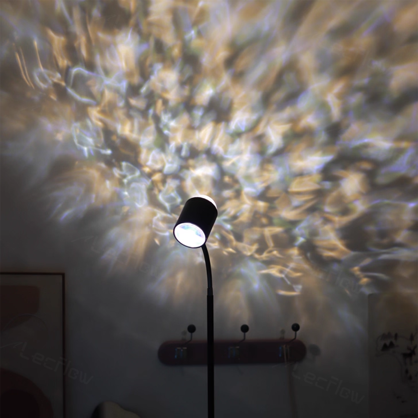Sunset Projection Lamp Double-Sided LED Floor Light Water Ripple Effect Corner Light for Bedroom/Living Room/Dining Room