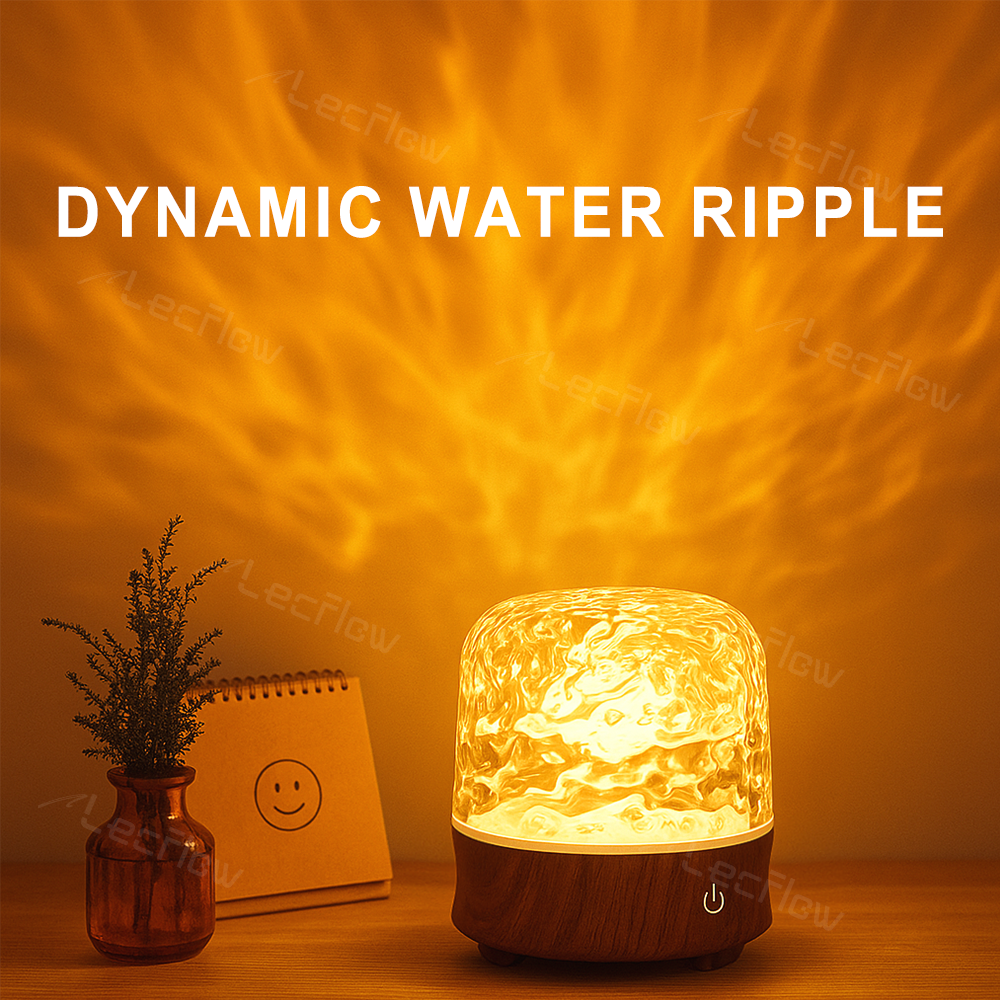 Smart Table Lamp 2-in-1 Ripple Projection Light+Night Light Bluetooth White Noise Machine with Speaker for Bedroom/Kids’ Room