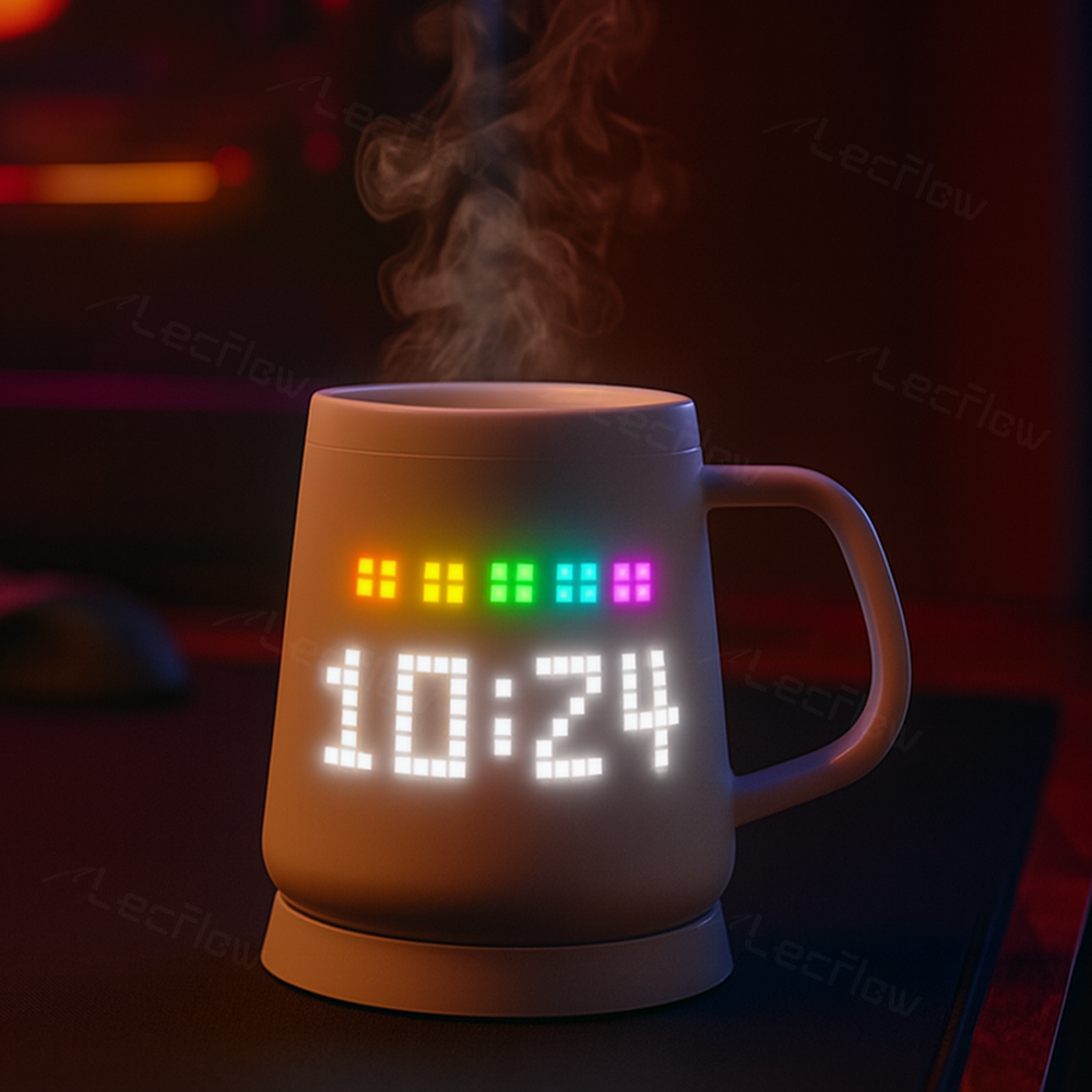 Smart DIY Mug with Pixel Display AI-Enhanced Screen Cup for Customizable Patterns & Animation
