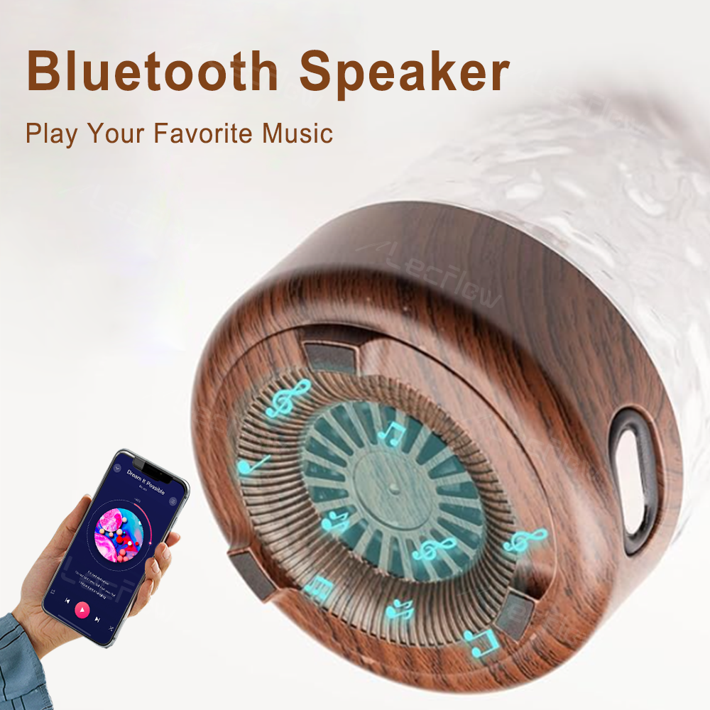 Smart Table Lamp 2-in-1 Ripple Projection Light+Night Light Bluetooth White Noise Machine with Speaker for Bedroom/Kids’ Room