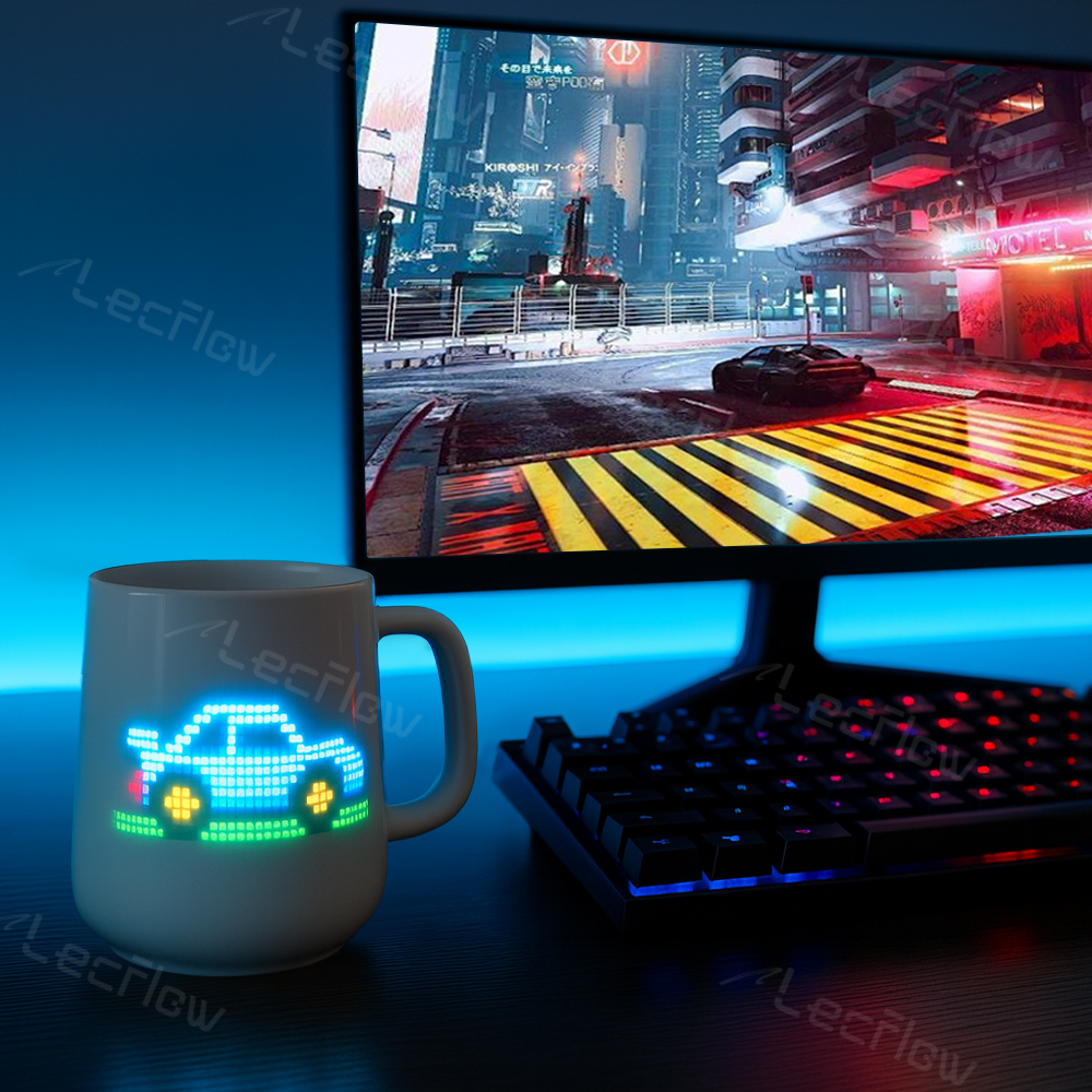 Smart DIY Mug with Pixel Display AI-Enhanced Screen Cup for Customizable Patterns & Animation