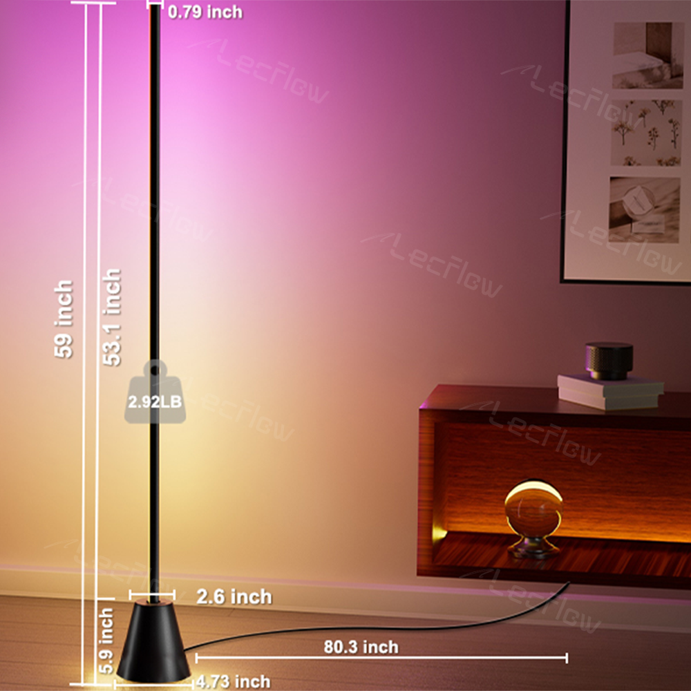 Indoor Smart Corner Floor Lamp RGBICW LED Standing Light for Living Room/Bedroom