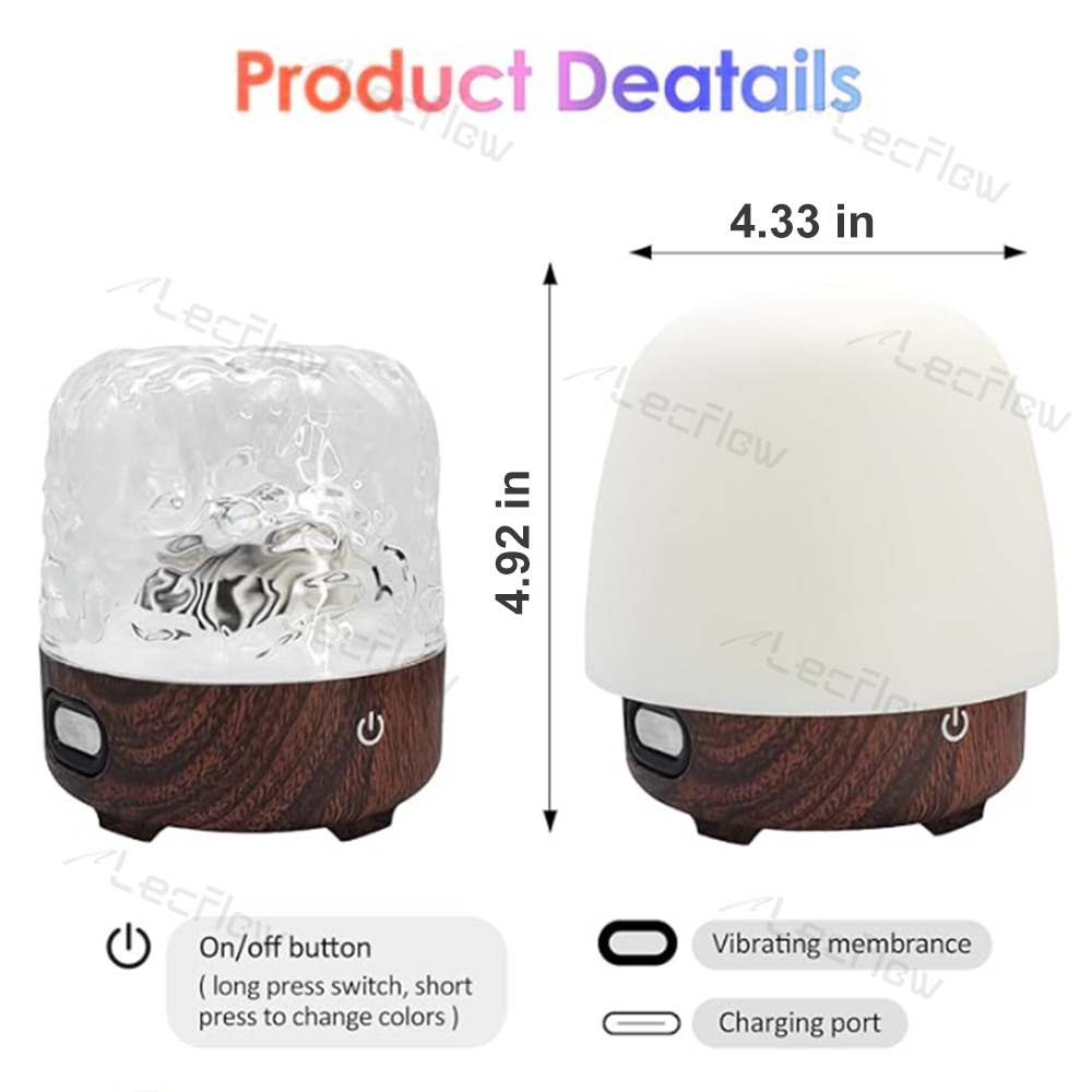 Smart Table Lamp 2-in-1 Ripple Projection Light+Night Light Bluetooth White Noise Machine with Speaker for Bedroom/Kids’ Room