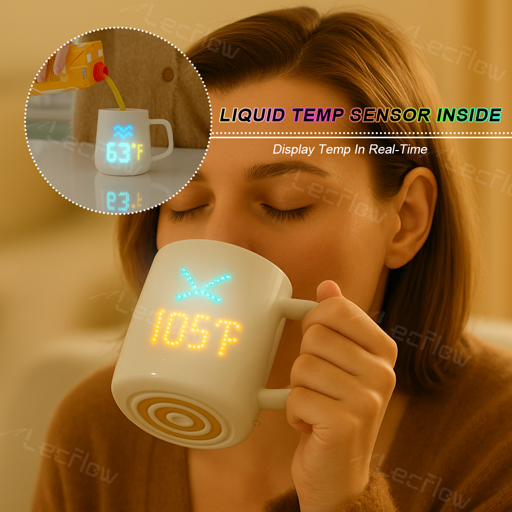 Smart DIY Mug with Pixel Display AI-Enhanced Screen Cup for Customizable Patterns & Animation