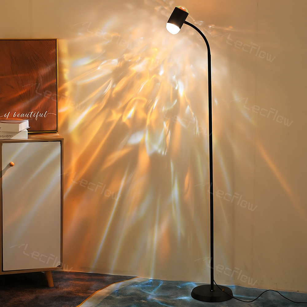 Sunset Projection Lamp Double-Sided LED Floor Light Water Ripple Effect Corner Light for Bedroom/Living Room/Dining Room