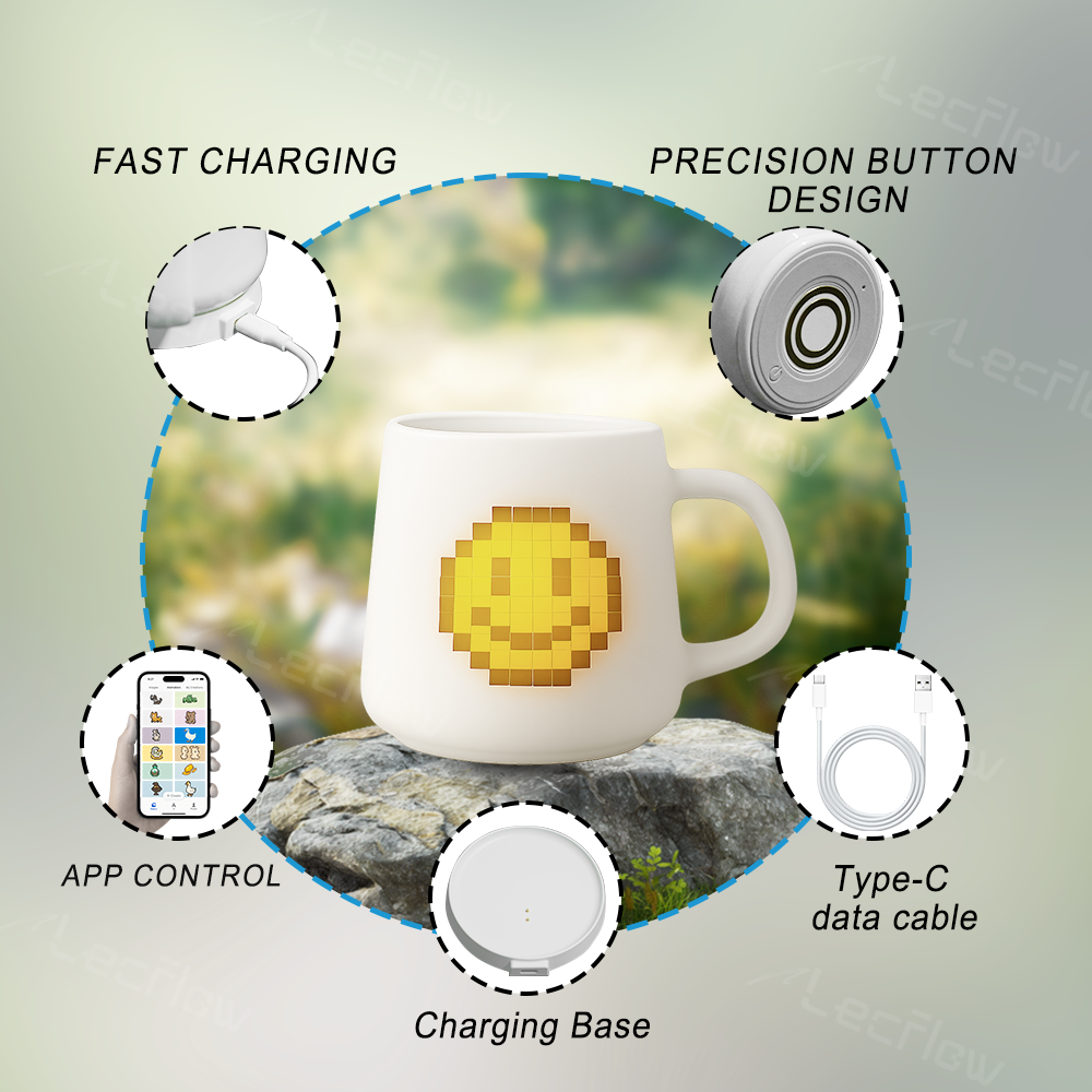 Smart DIY Mug with Pixel Display AI-Enhanced Screen Cup for Customizable Patterns & Animation