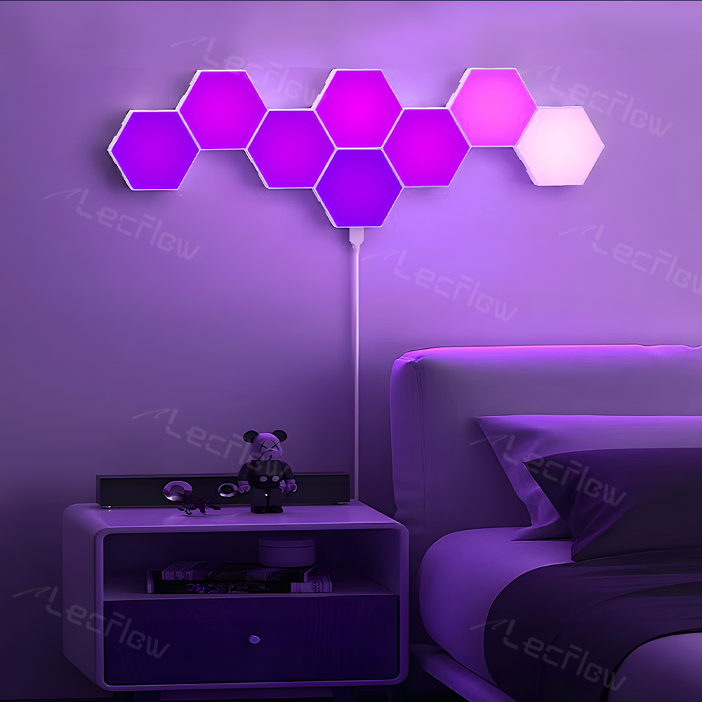 RGBIC Hexagon Light Panels LED Gaming Wall Lights DIY Geometry for Gaming Room/Living Room/Bedroom Decor