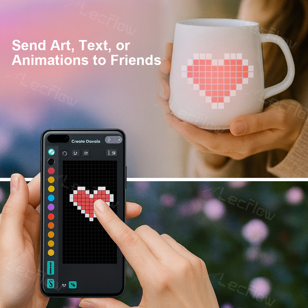 Smart DIY Mug with Pixel Display AI-Enhanced Screen Cup for Customizable Patterns & Animation