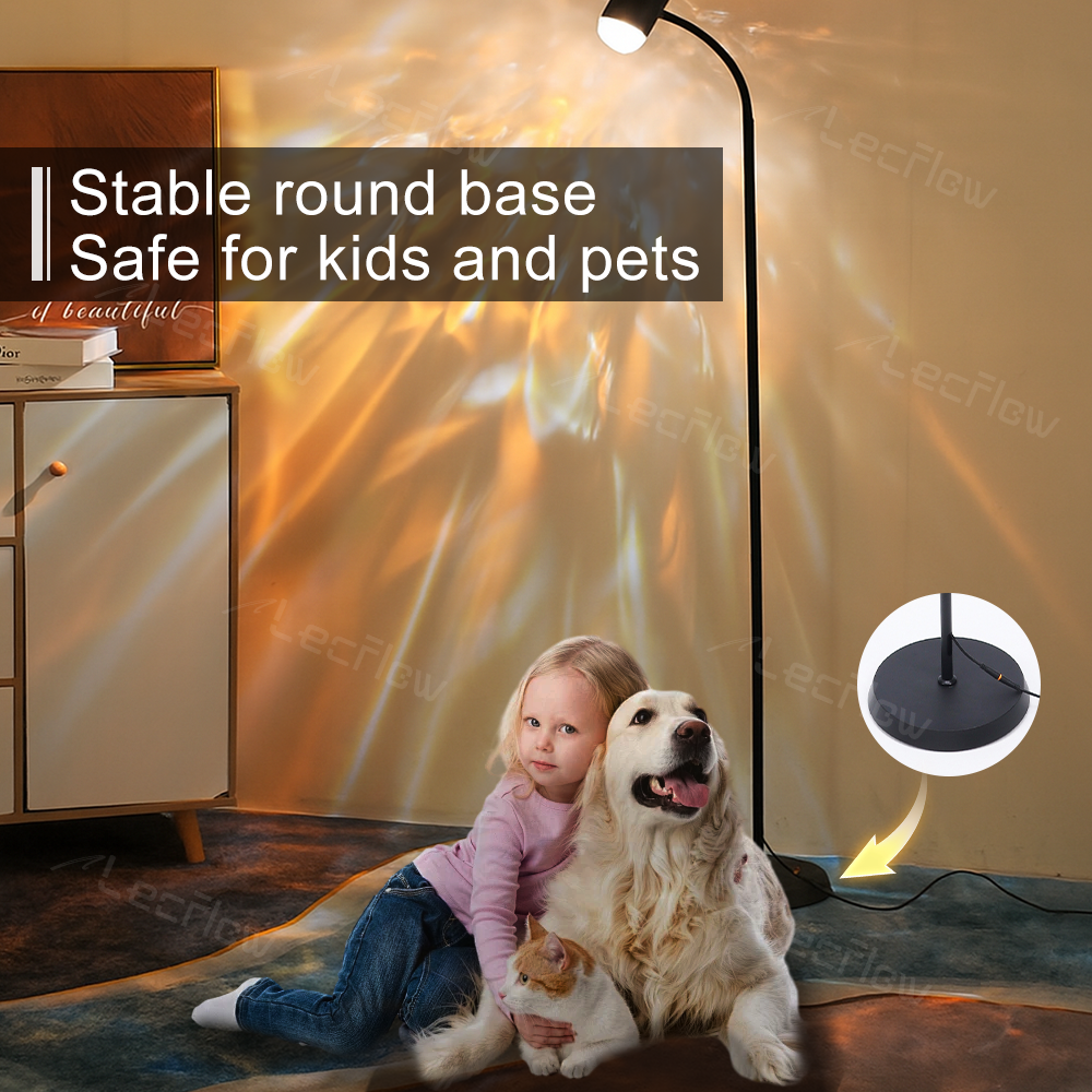 Sunset Projection Lamp Double-Sided LED Floor Light Water Ripple Effect Corner Light for Bedroom/Living Room/Dining Room