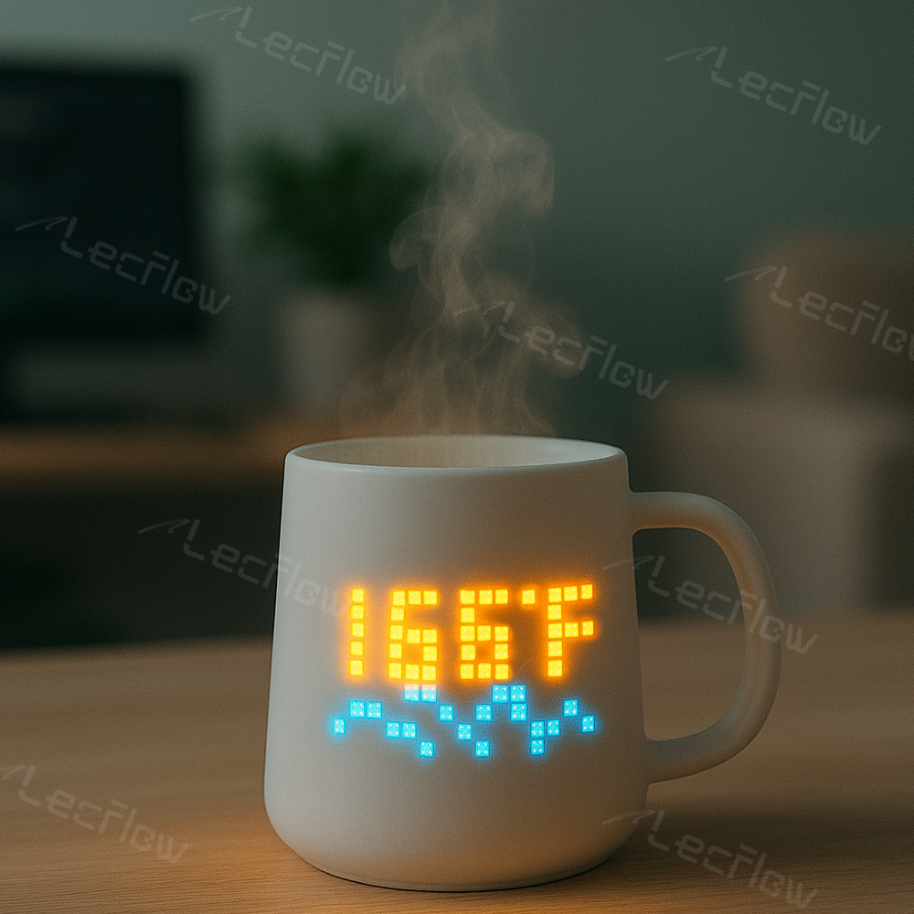 Smart DIY Mug with Pixel Display AI-Enhanced Screen Cup for Customizable Patterns & Animation