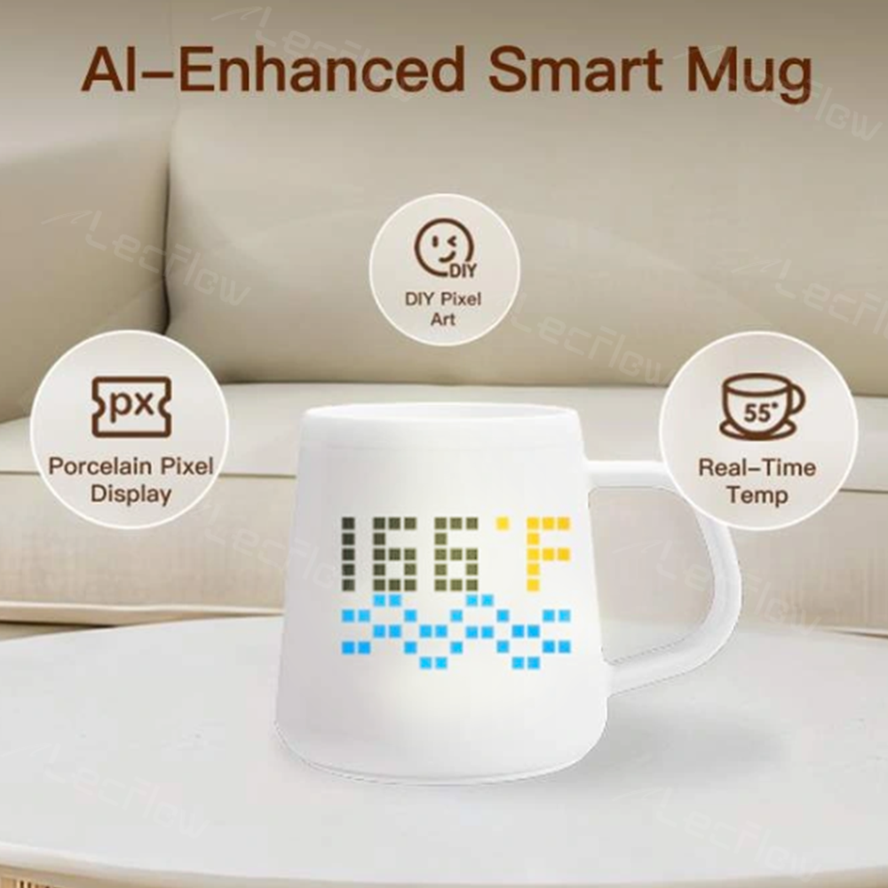 Smart DIY Mug with Pixel Display AI-Enhanced Screen Cup for Customizable Patterns & Animation