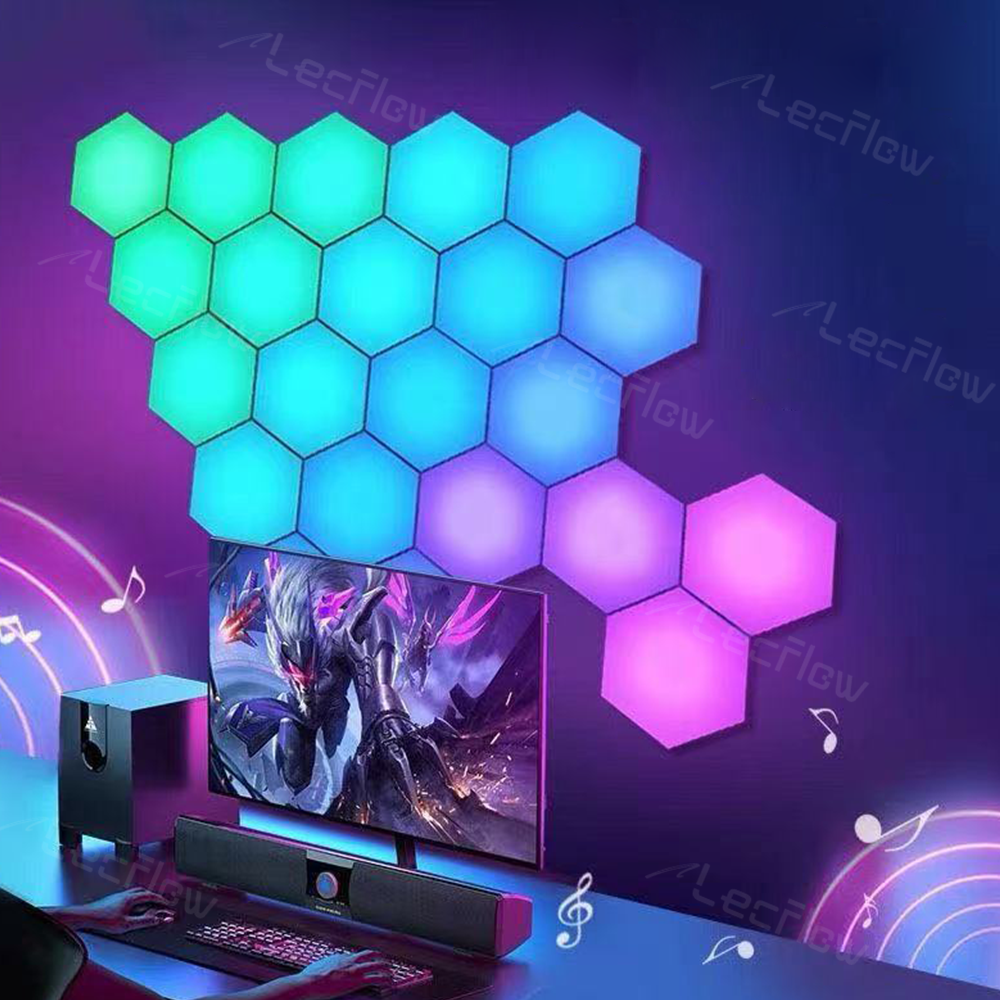 RGBIC Hexagon Light Panels LED Gaming Wall Lights DIY Geometry for Gaming Room/Living Room/Bedroom Decor