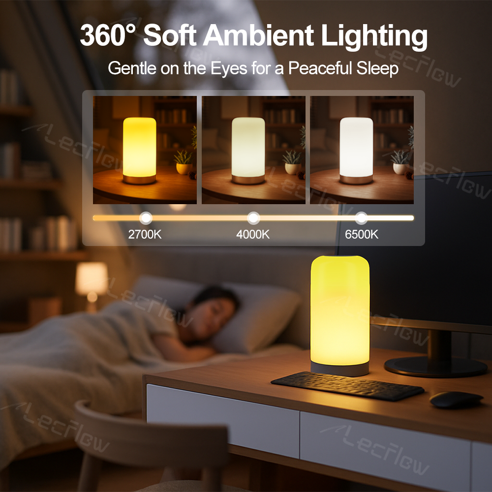RGBCW Touch Table Lamp Nightstand Lamps Decoration Bedside Lamp for Home/Office/Dorm Decor