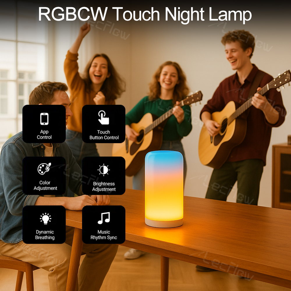 RGBCW Touch Table Lamp Nightstand Lamps Decoration Bedside Lamp for Home/Office/Dorm Decor