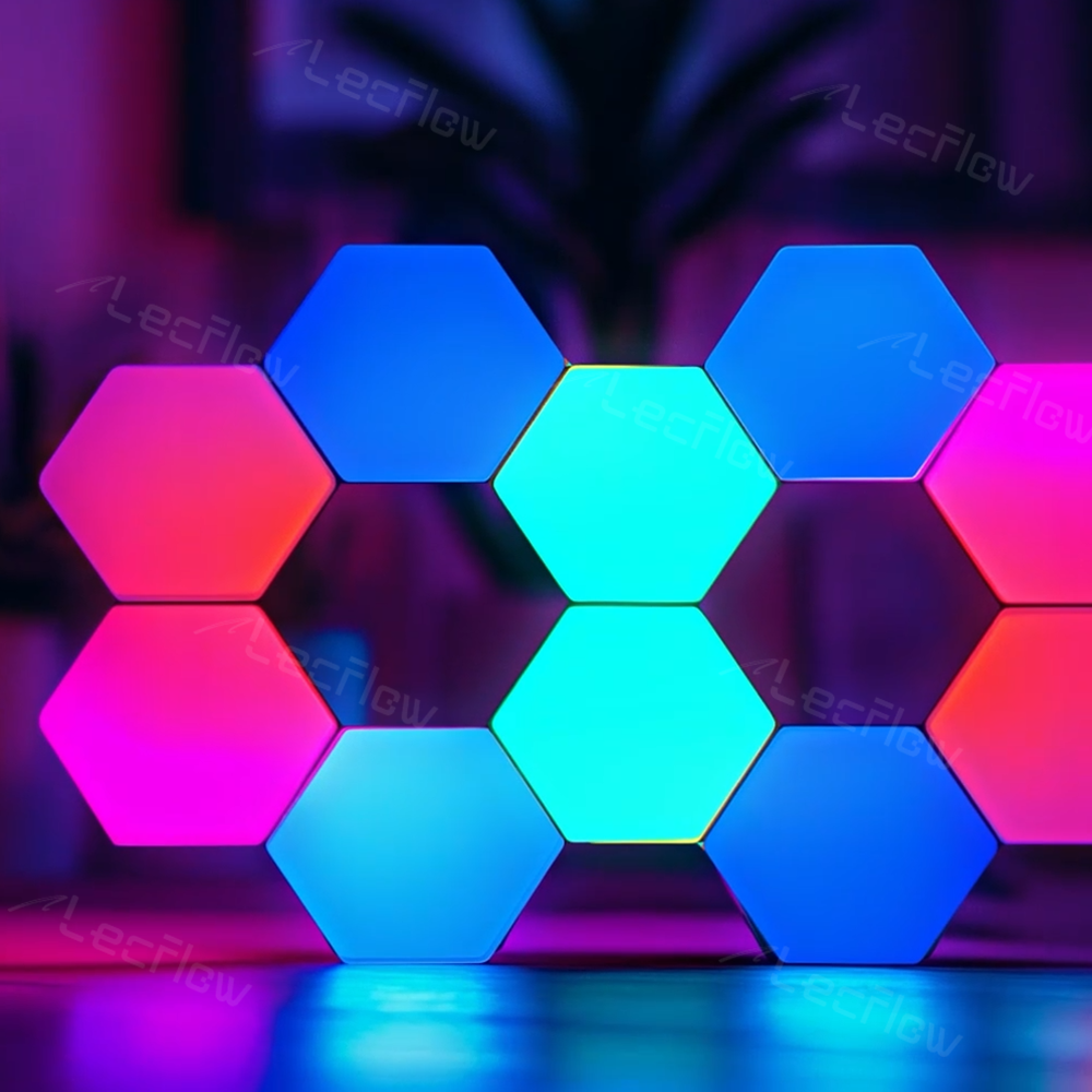 RGBIC Hexagon Light Panels LED Gaming Wall Lights DIY Geometry for Gaming Room/Living Room/Bedroom Decor