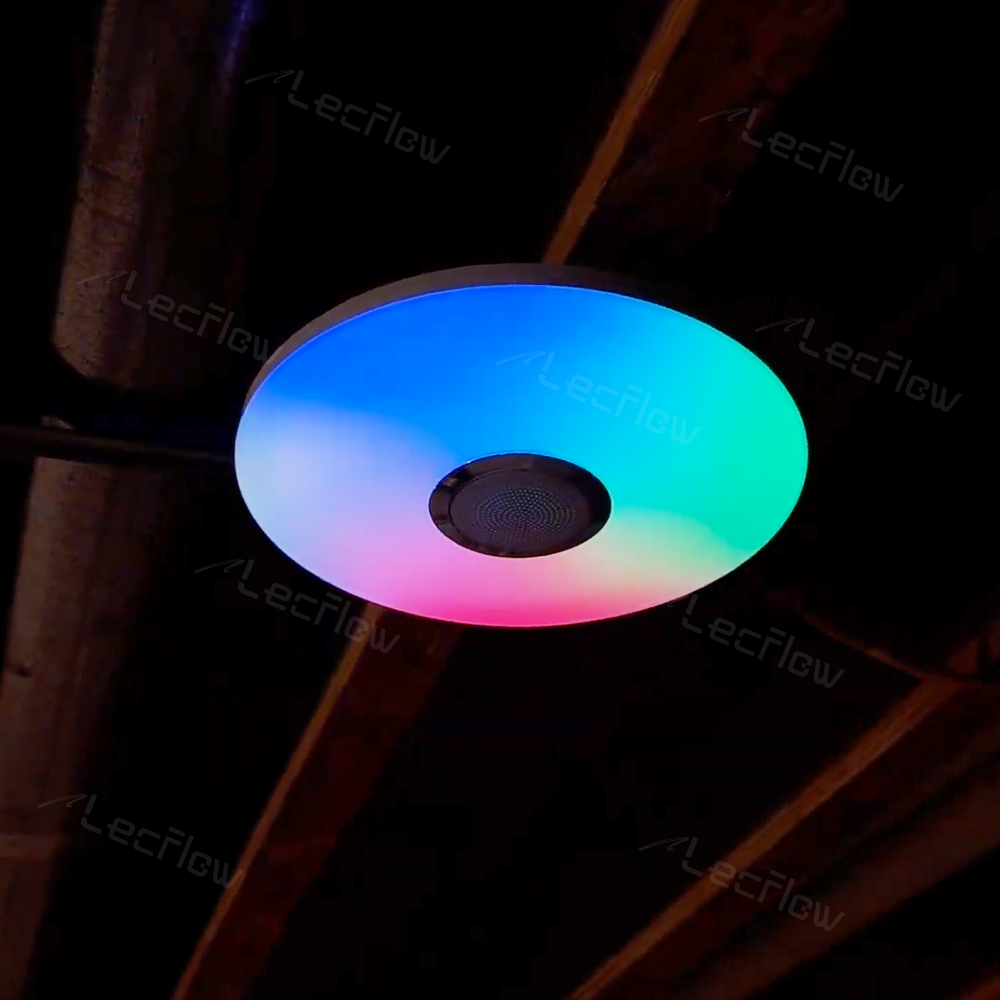 12-Inch RGBICW Ceiling Lights with Speaker Dimmable Lighting Fixture for Bathroom/Bedroom/Living Room