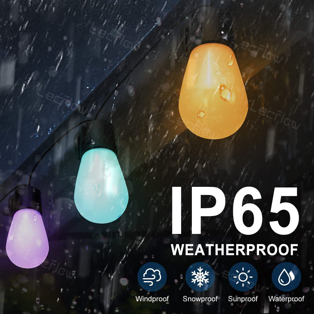 Smart LED Outdoor Bulb String Lights RGBIC Weatherproof Yard Lights