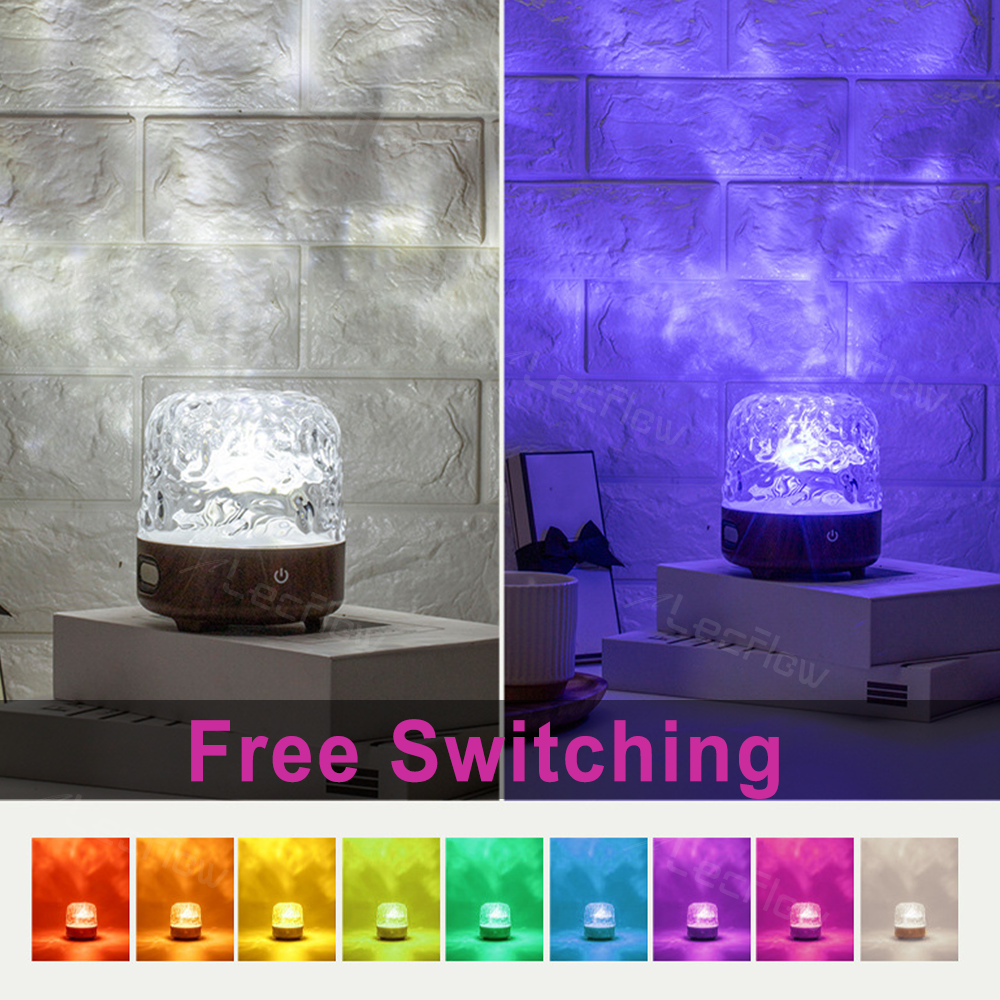 Smart Table Lamp 2-in-1 Ripple Projection Light+Night Light Bluetooth White Noise Machine with Speaker for Bedroom/Kids’ Room