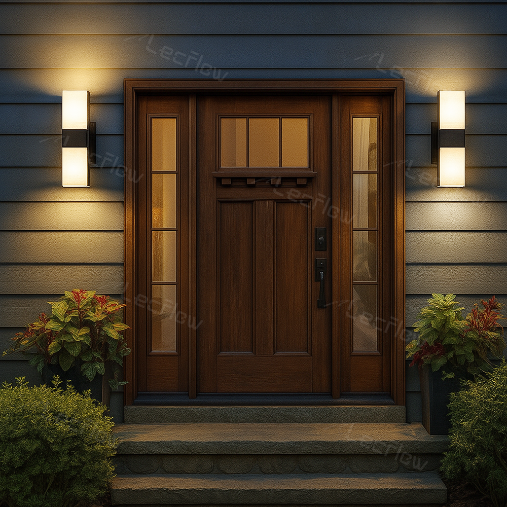Outdoor RGBW DIY Color Wall Lights 1500LM Dual-Head Adjustable Light Fixture for Porch Garage Doorway