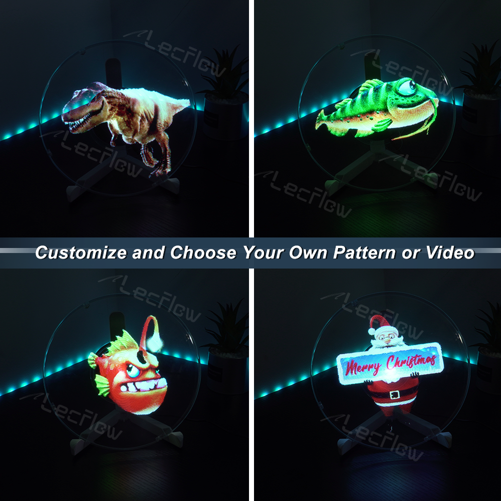Naked Eye 3D Holographic Image Projector Desktop Holographic Video LED Lamp Fan Display