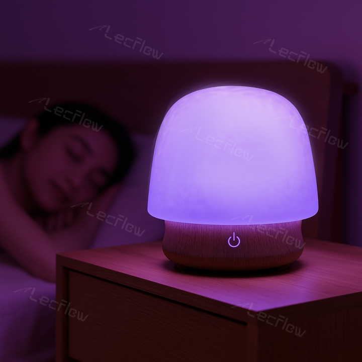 Smart Table Lamp 2-in-1 Ripple Projection Light+Night Light Bluetooth White Noise Machine with Speaker for Bedroom/Kids’ Room