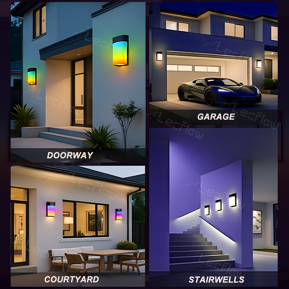 Smart RGBIC Wall Lights Outdoor DIY Lighting for Yard & Garden Decor 2 Pack
