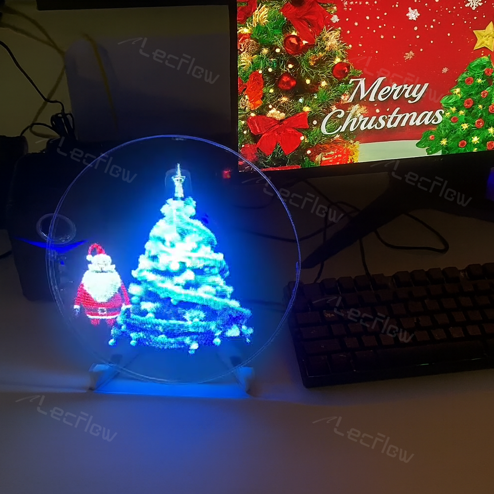 Naked Eye 3D Holographic Image Projector Desktop Holographic Video LED Lamp Fan Display