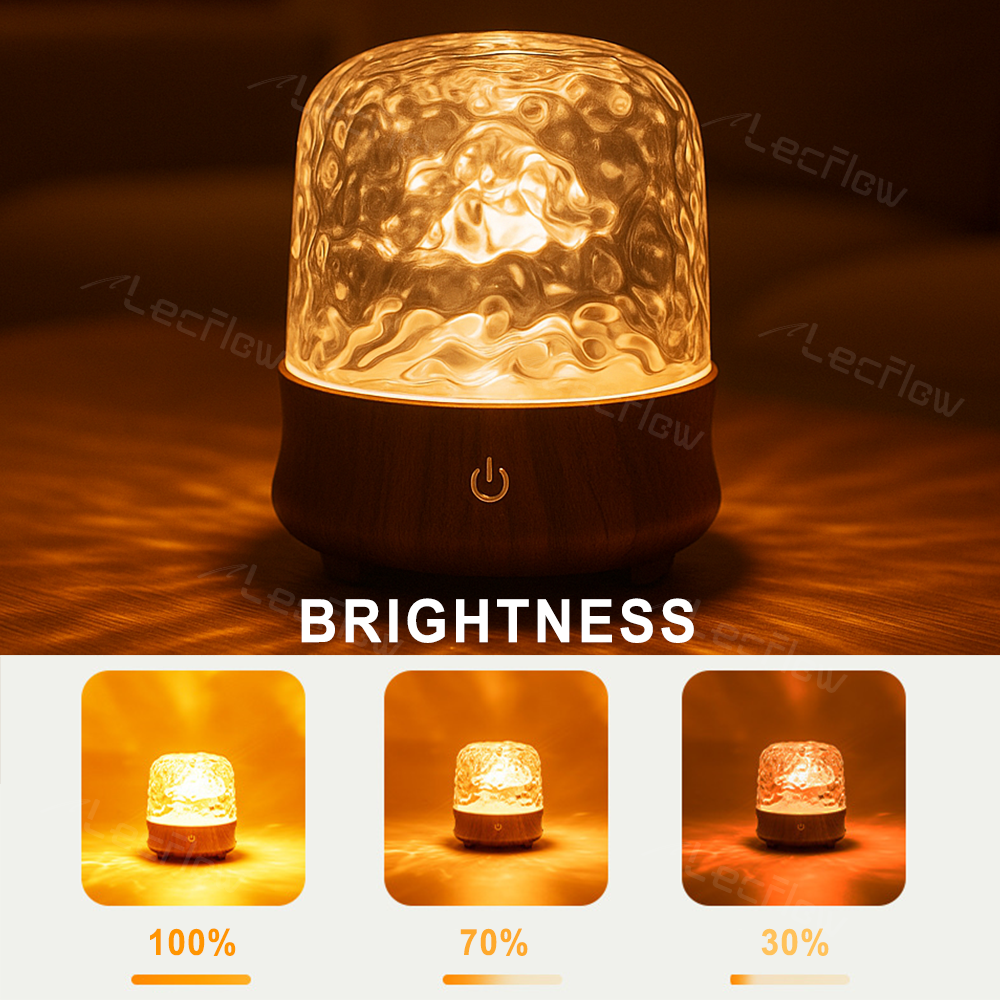 Smart Table Lamp 2-in-1 Ripple Projection Light+Night Light Bluetooth White Noise Machine with Speaker for Bedroom/Kids’ Room