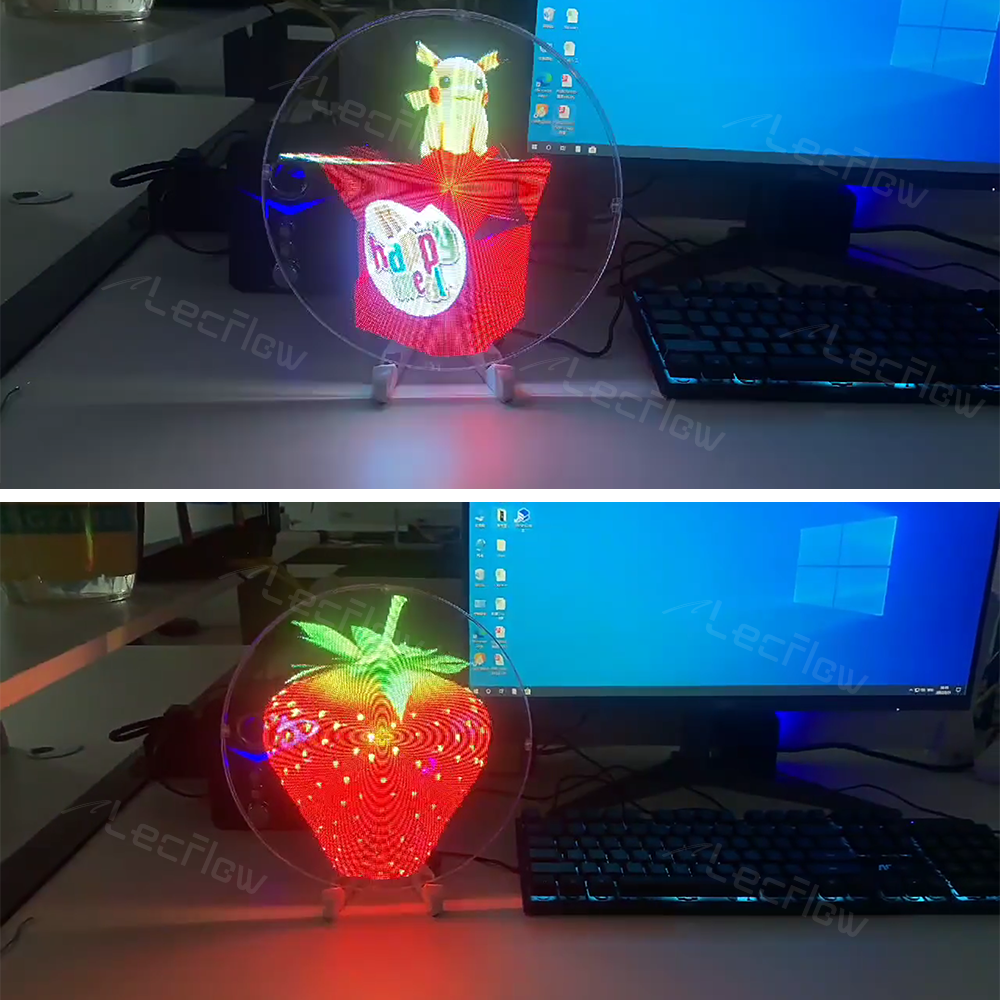 Naked Eye 3D Holographic Image Projector Desktop Holographic Video LED Lamp Fan Display