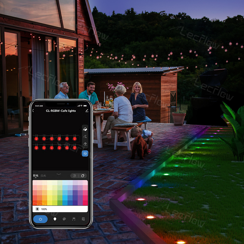 Lecflow Outdoor Dot String Lights Smart RGBIC Lights