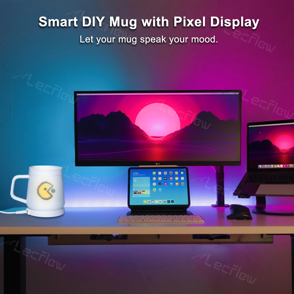 Smart DIY Mug with Pixel Display AI-Enhanced Screen Cup for Customizable Patterns & Animation