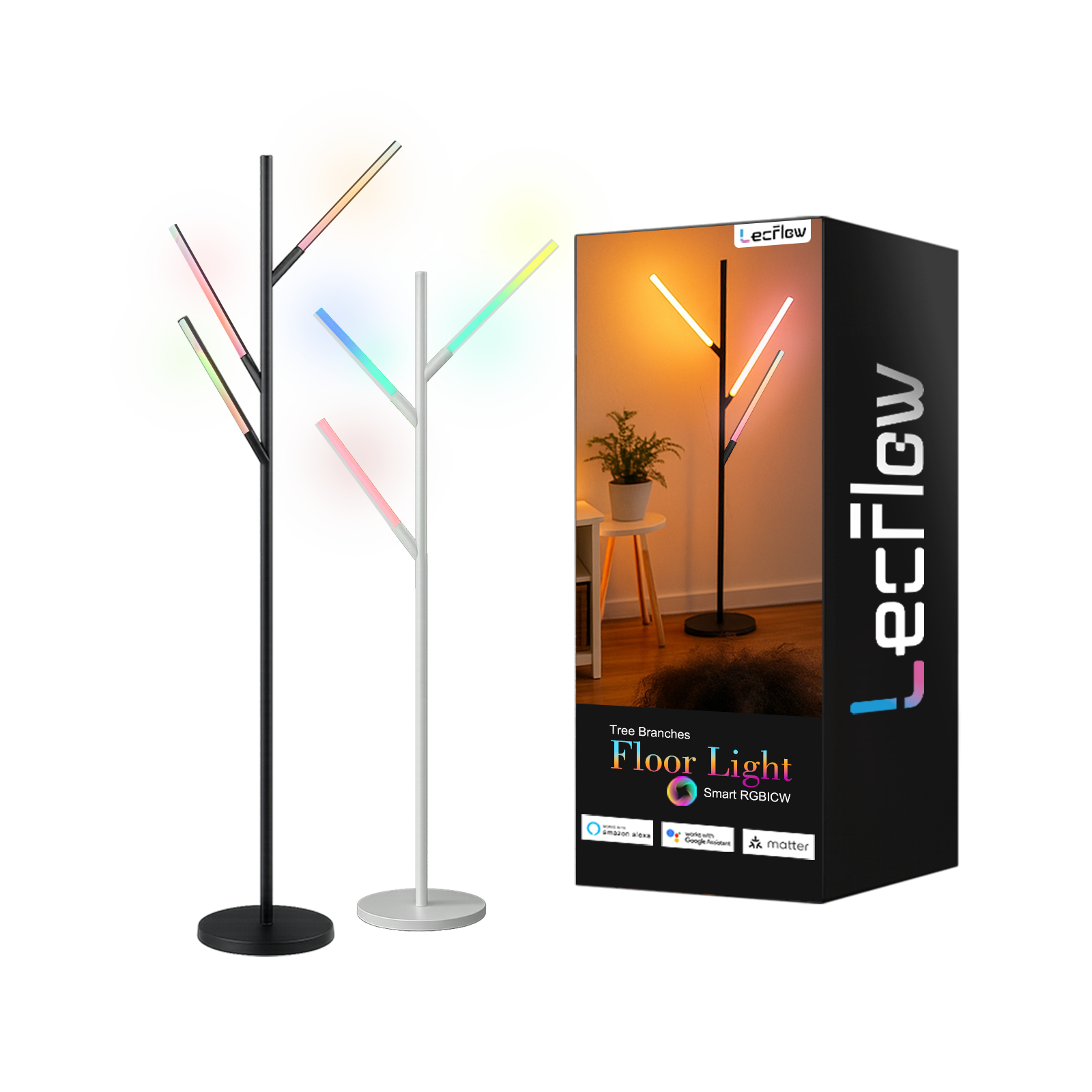 Smart RGBICWW Floor Light LED Tree Branches Decorative Lamps for Bedroom/Living Room