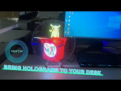 Naked Eye 3D Holographic Image Projector Desktop Holographic Video LED Lamp Fan Display