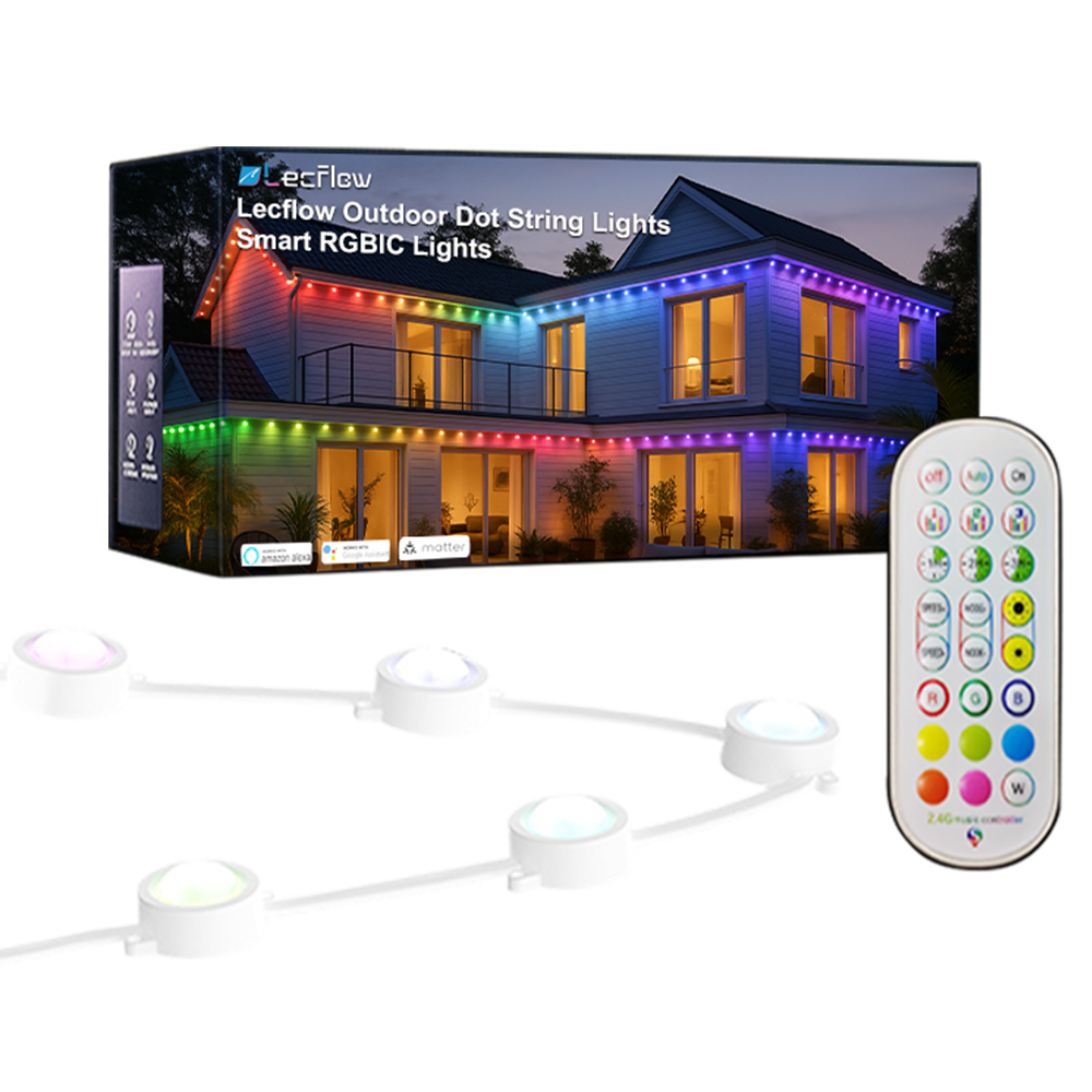 Lecflow Outdoor Dot String Lights Smart RGBIC Lights