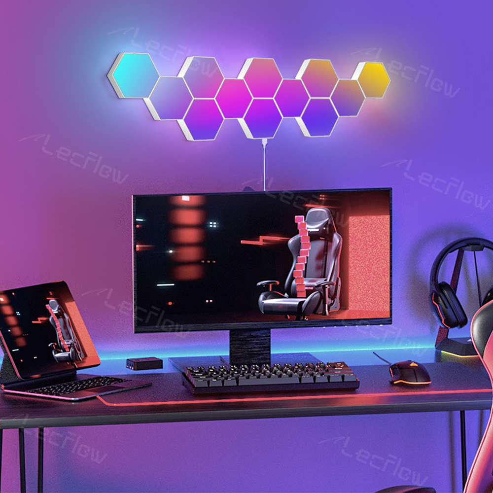 RGBIC Hexagon Light Panels LED Gaming Wall Lights DIY Geometry for Gaming Room/Living Room/Bedroom Decor