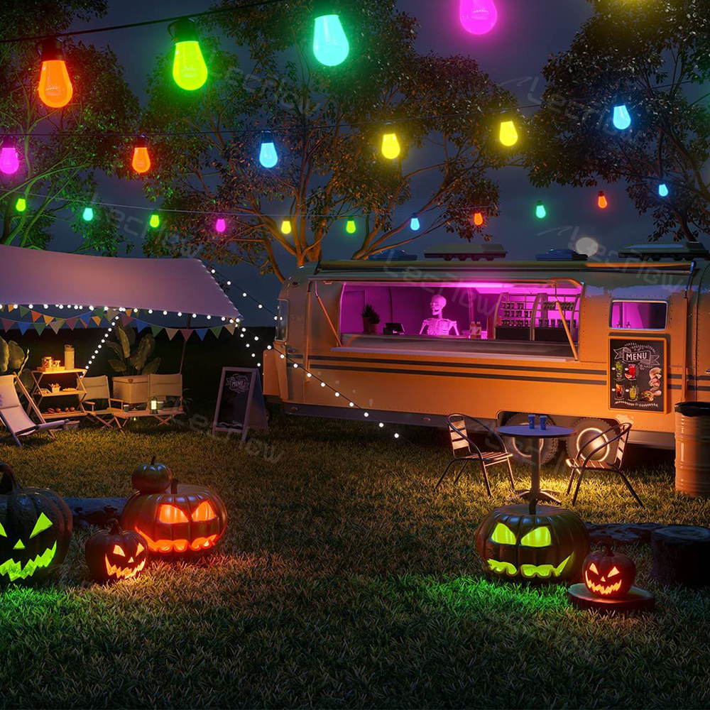 Smart LED Outdoor Bulb String Lights RGBIC Weatherproof Yard Lights